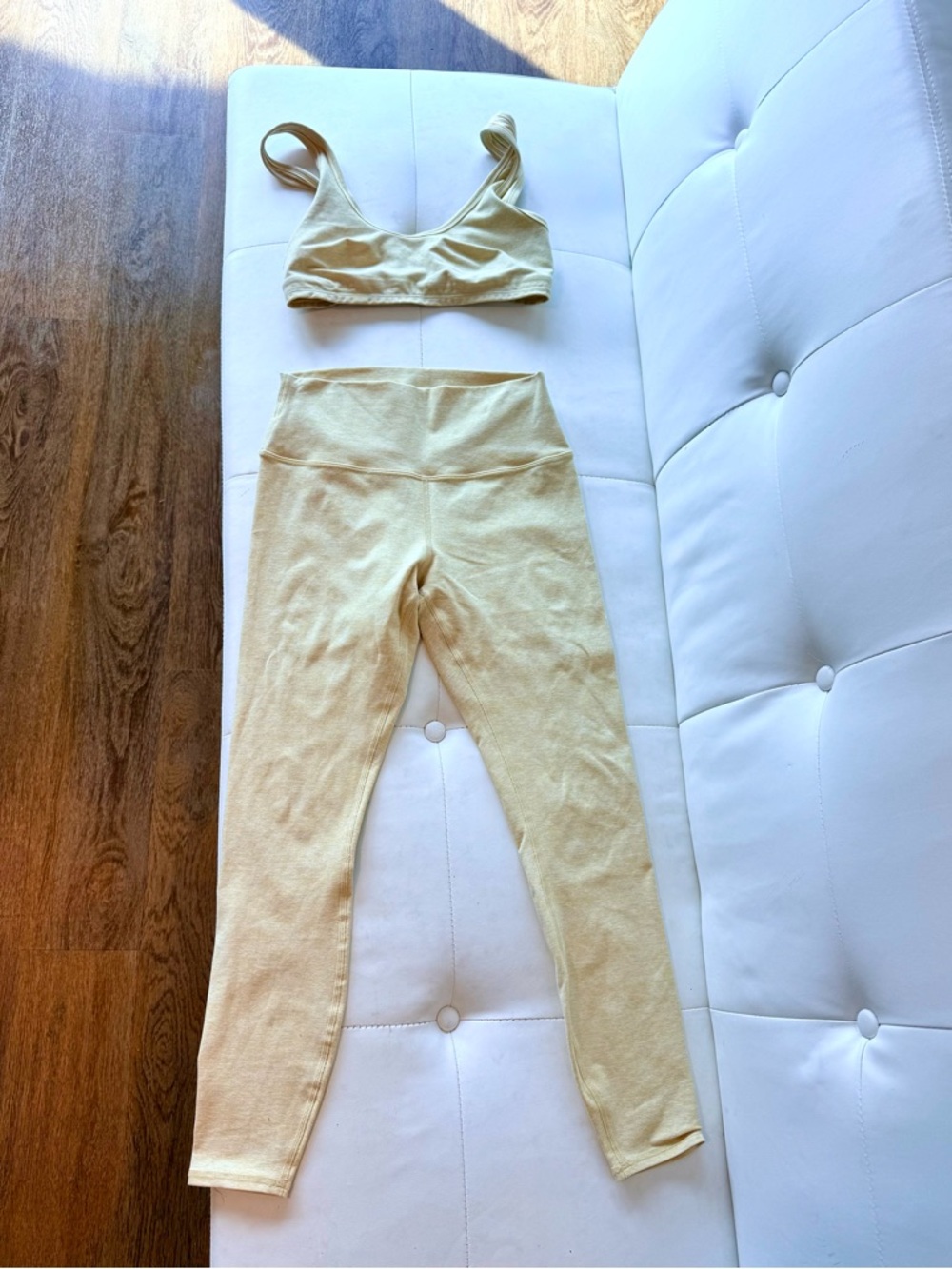 ALO Yoga Center Stage Leggings and Scoop Sports Bra Set- Yellow